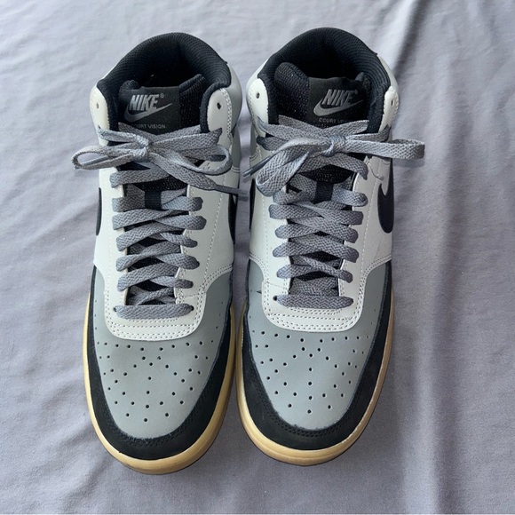 Nike Men's Gray and Black Court Vision Mid High-Top Sneakers - Picture 3 of 4